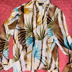 Milano womens sheer long sleeve colorful button down shirt